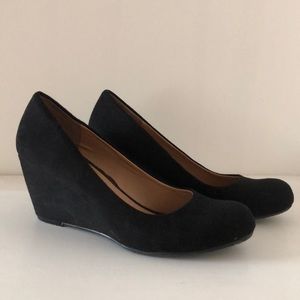 Black CL by Laundry Suede Wedges